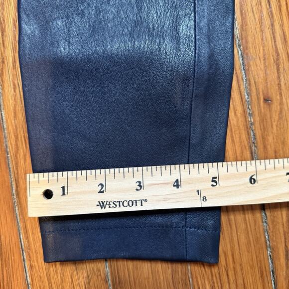 Plein Sud Leather Pant Leggings Navy Blue Size 6 27x25 Luxury Designer - Picture 6 of 11